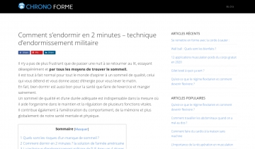 CHRONO FORME, guide d'information sur la technique d'endormissement militaire de l'US Army